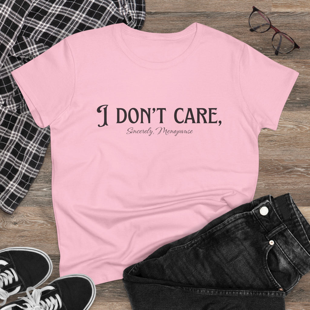 I Don't Care Cotton Tee for Women, Casual T-Shirt, Gift for Friends, Statement Shirt, Everyday Wear, Self-Care Fashion