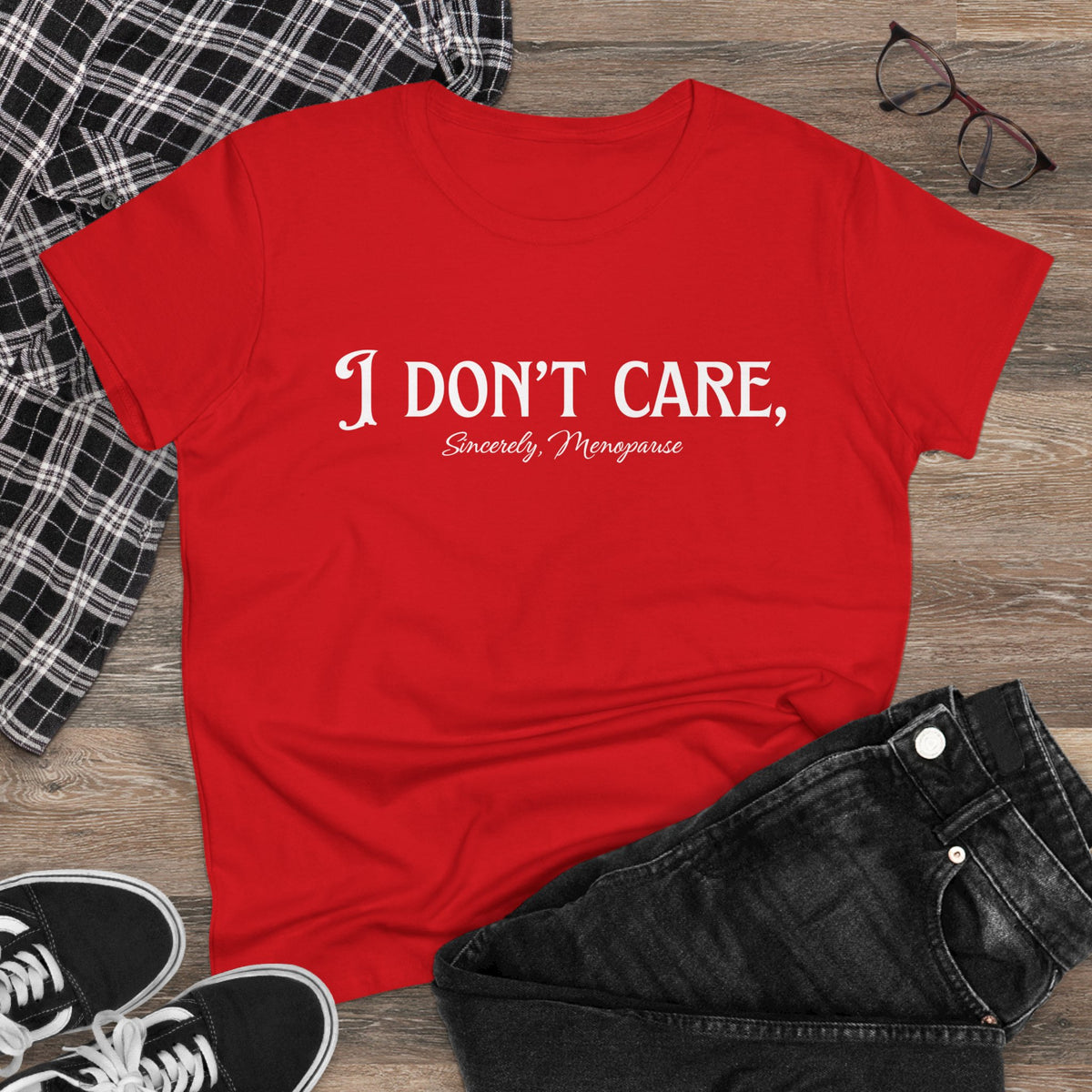 I Don't Care Cotton Tee for Women, Casual T-Shirt, Gift for Friends, Statement Shirt, Everyday Wear, Self-Care Fashion