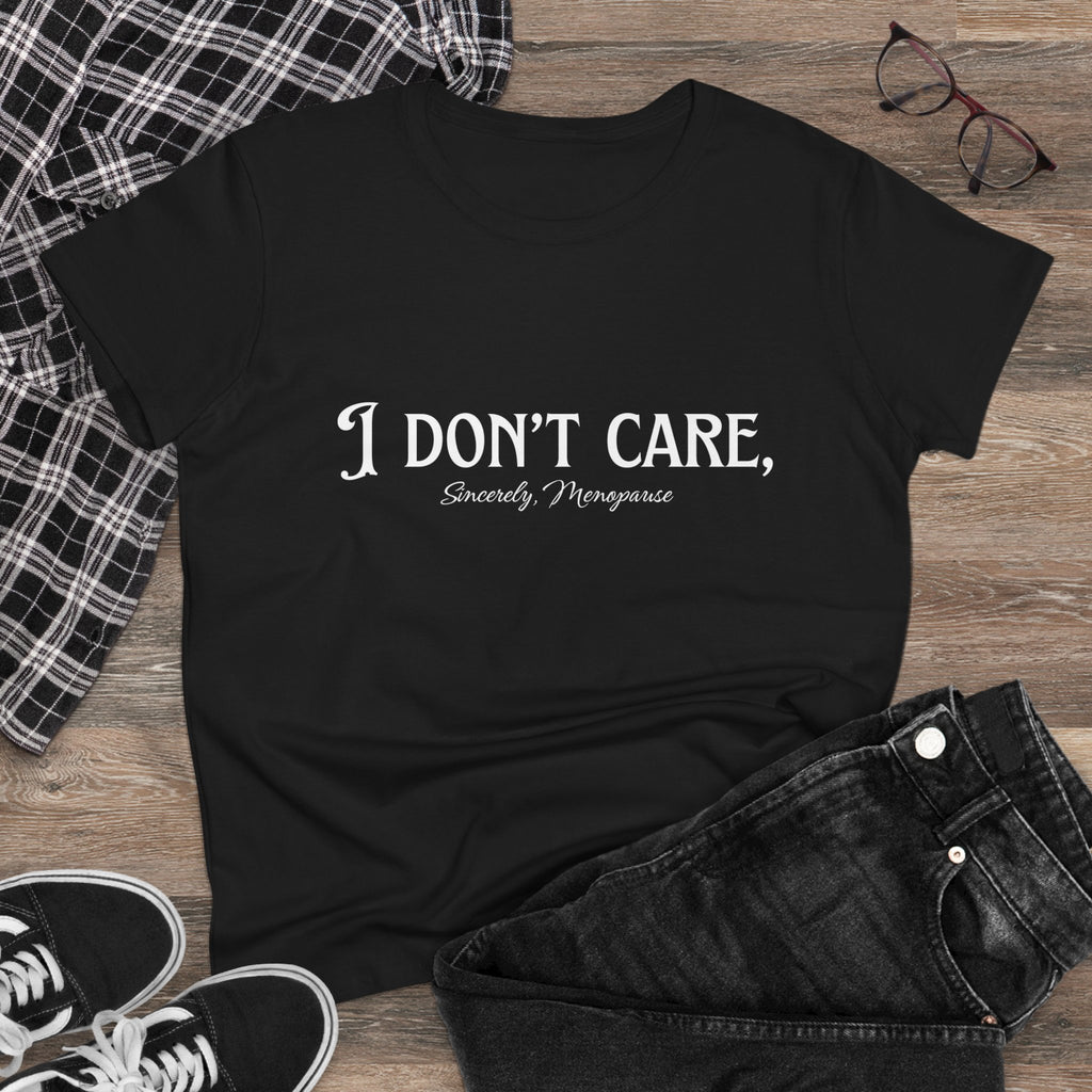 I Don't Care Cotton Tee for Women, Casual T-Shirt, Gift for Friends, Statement Shirt, Everyday Wear, Self-Care Fashion